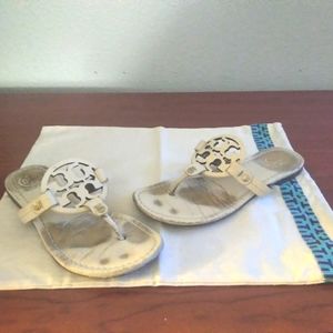 Womens Tory Burch Miller Signature Sandals Flip Flops Size 6.5